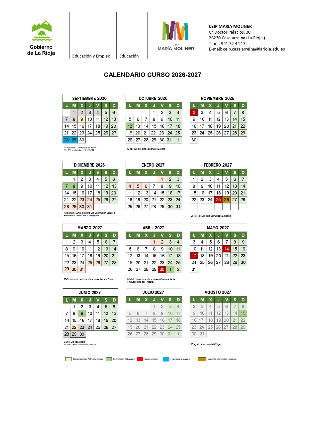 calendario curso 26-27